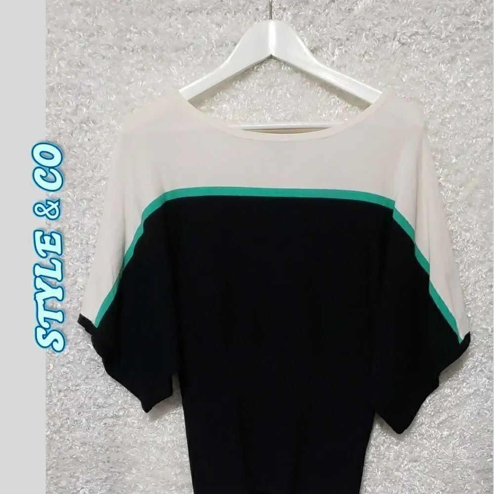 Nice short sleeve color block sweater